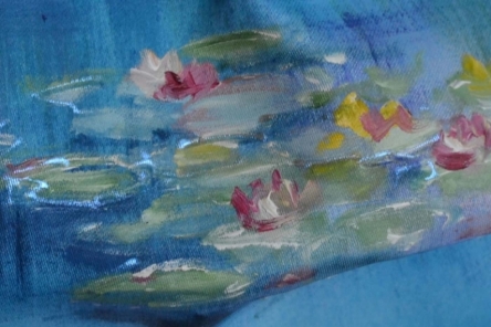 Mascherina immagine ninfee di Monet dipinta a mano