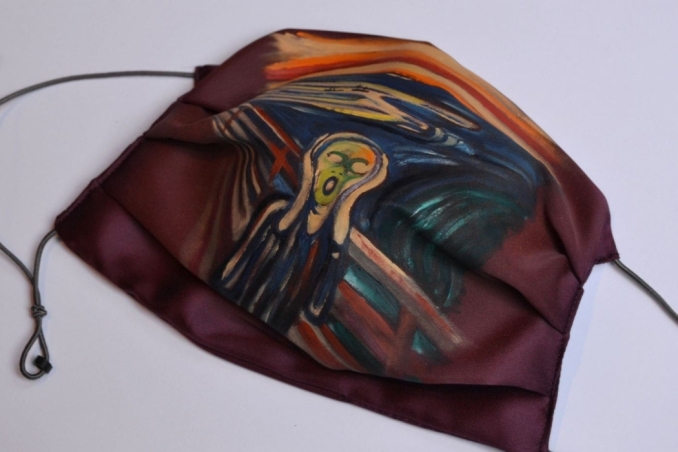 Mascherina immagine Urlo di Munch dipinta a mano