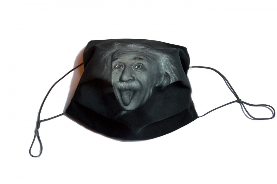 Mascherina immagine Albert Einstein dipinta a mano