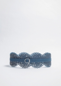 Light Blue Woman Leather Waist Belt