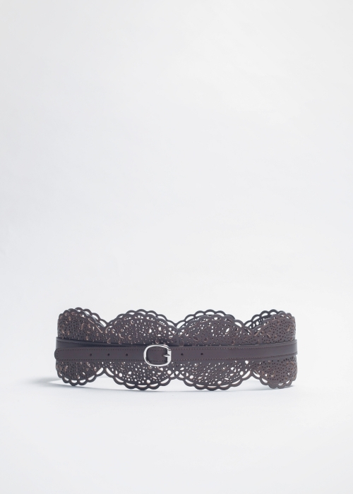 Dark Brown Woman Leather Waist Belt