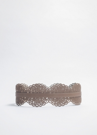 Taupe Woman Leather Waist Belt