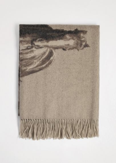 Jacquard Cashmere Throw - Horses Cashmere Blanket