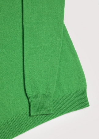 Pullover-in-Cashmere-Scollo-a-V-verde-fluo