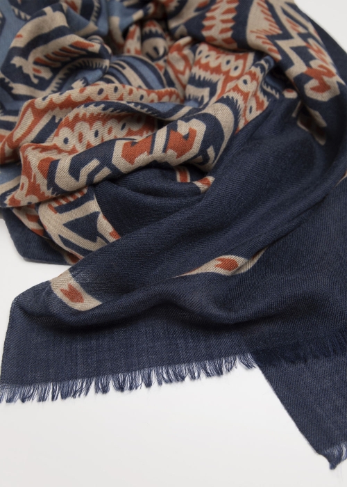 Blue and Beige Iban Borneo Cashmere Stole