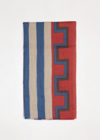 Blue and Red Navajo Cashmere Stole