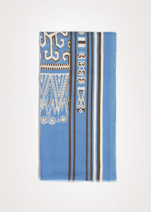 Light Blue Pua Kumbu Cashmere Stole