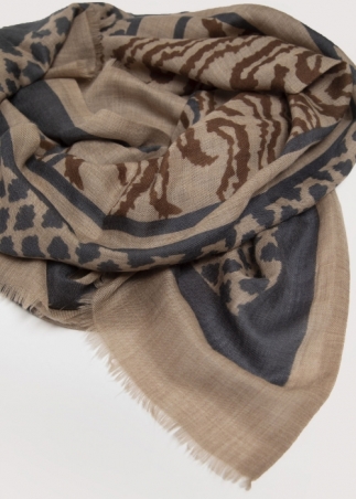 Beige and Grey Ningxia Cashmere Stole