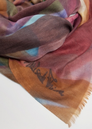Burgundy Painting Cashmere Stole