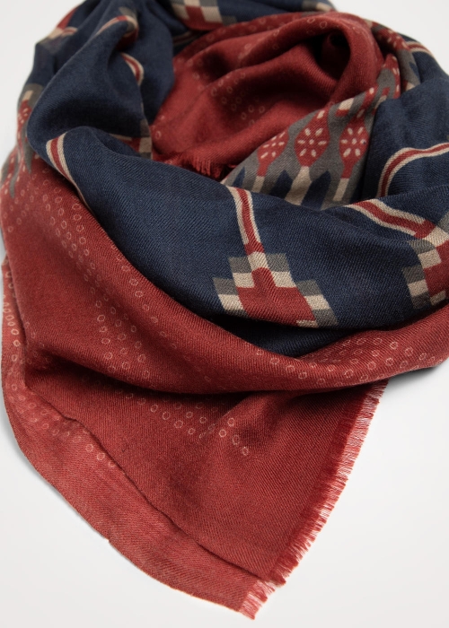 Blue and Red Sampot Cashmere Stole