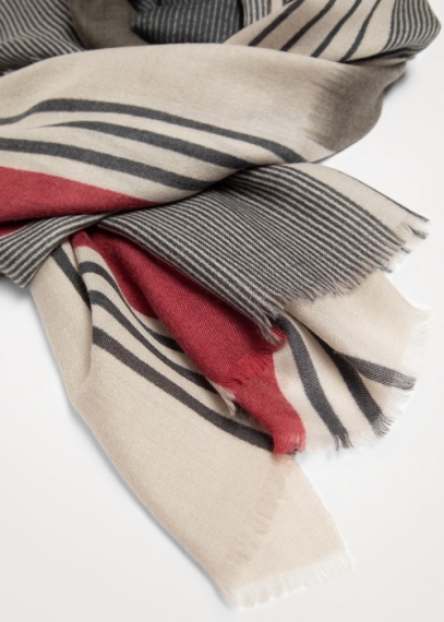 Red Parallel Cashmere Stole
