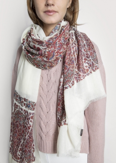 White Paisley Cashmere Stole