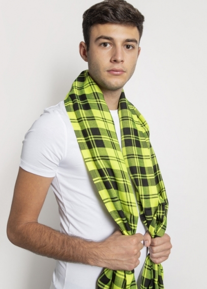 Silk and cashmere tartan scarf - Yellow | Toosh cashmere scarves