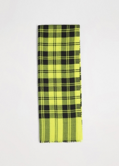 Silk and cashmere tartan scarf - Yellow | Toosh cashmere scarves