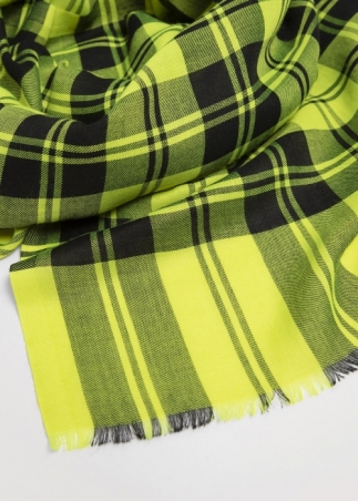 Silk and cashmere tartan scarf - Yellow | Toosh cashmere scarves