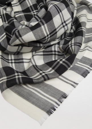 Silk and cashmere tartan scarf - White | Toosh cashmere scarves