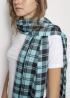 Silk and cashmere tartan scarf - Turquoise  | Toosh cashmere scarves