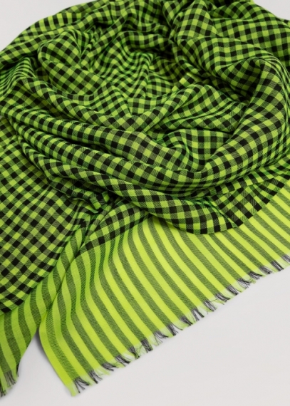 Wool and silk check scarf  - Yellow | Toosh men luxury scarves