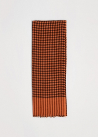 Wool and silk check scarf  - Orange | Toosh men luxury scarves