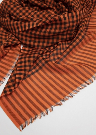 Wool and silk check scarf  - Orange | Toosh men luxury scarves