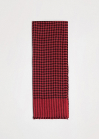 Wool and silk check scarf  - Red | Toosh men luxury scarves