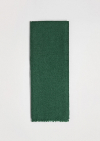 Bottle Green Silk and Cashmere Scarf