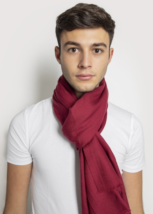 Burgundy Silk and Cashmere Scarf