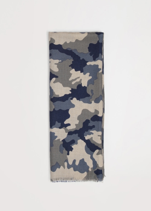 Denim Camouflage Cashmere and Silk Scarf