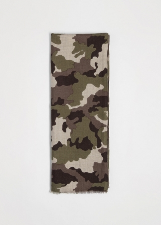 Classic Camouflage Cashmere and Silk Scarf