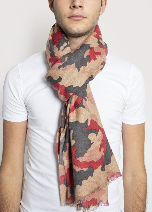 Pink Camouflage Cashmere and Silk Scarf