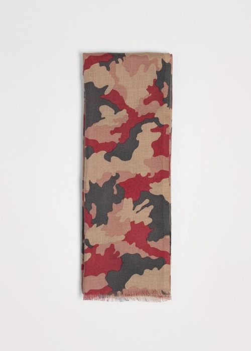Pink Camouflage Cashmere and Silk Scarf
