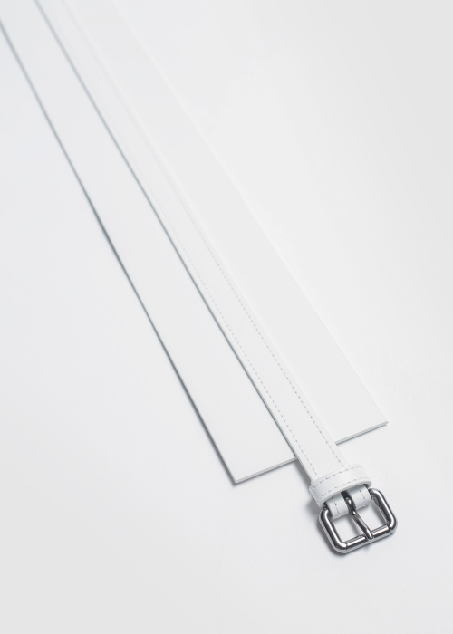 High Waist Leather Belt | White