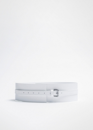 High Waist Leather Belt | White