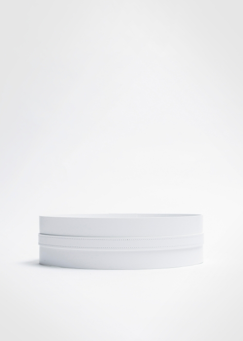 High Waist Leather Belt | White