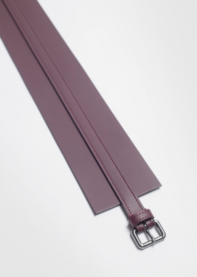 High Waist Leather Belt | Burgundy