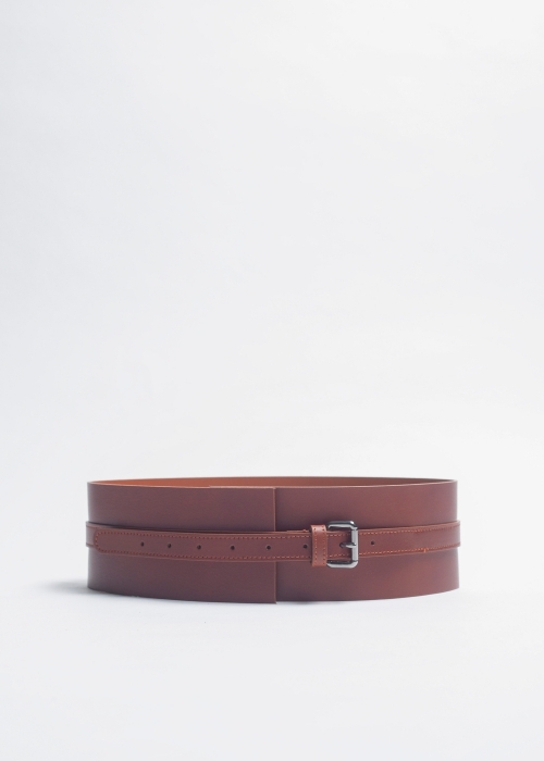 High Waist Leather Belt | Brown