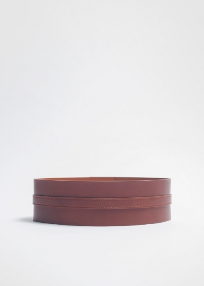 High Waist Leather Belt | Brown