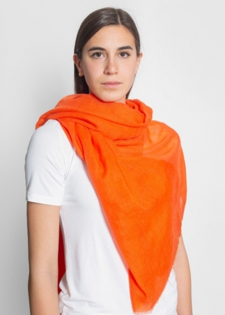 Neon Orange Light Cashmere Stole