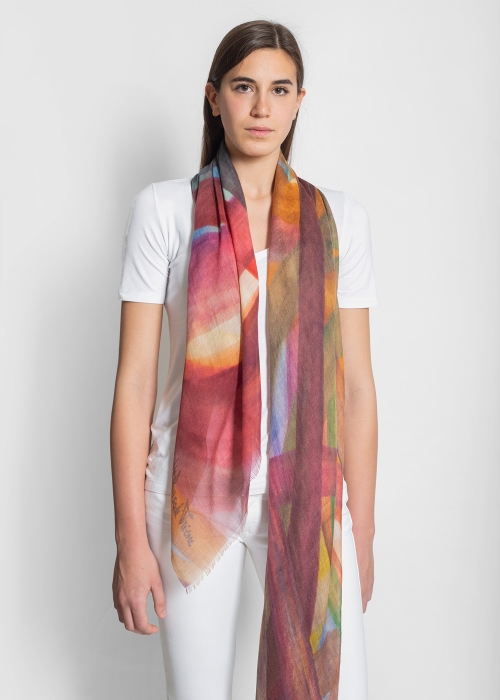 Light Cashmere Stole Burgundy Painting