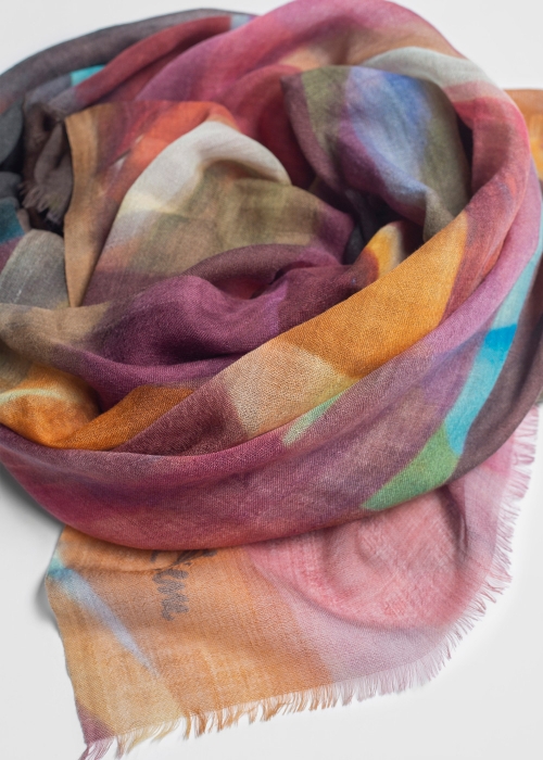Light Cashmere Stole Burgundy Painting
