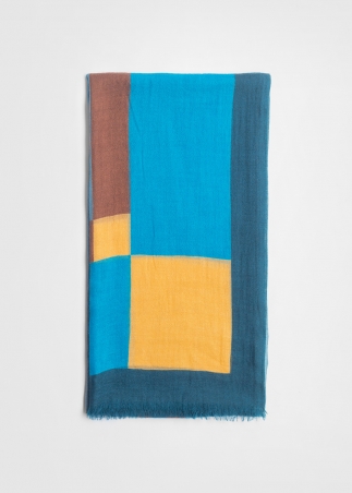 Turquoise Squares Light Cashmere Stole