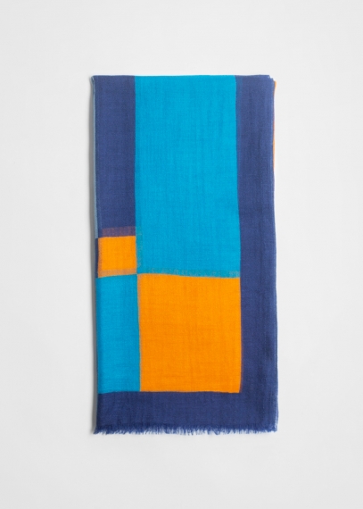 Blue Squares Light Cashmere Stole