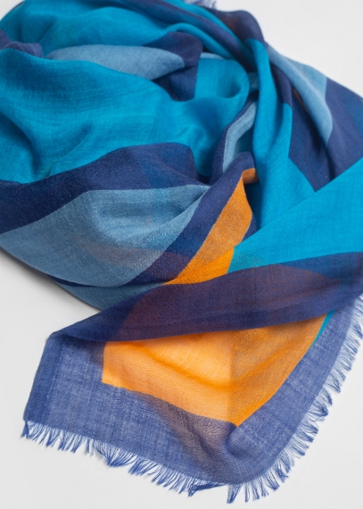 Stola Cashmere Light Arancio Azzurro e Blu