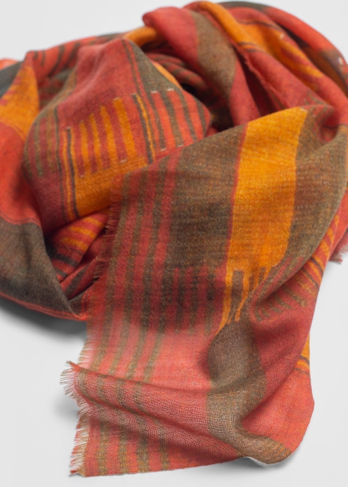 Orange Peru Light Cashmere Stole