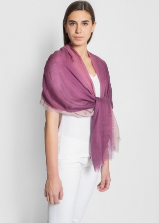 How to wear Cashmere Stole made in Italy - Pale Pink to Violet Shaded