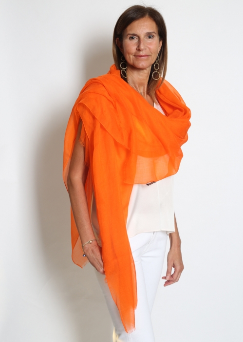 Ultralight cashmere stole - Orange