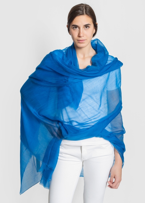 Ultralight cashmere stole - Electric blue