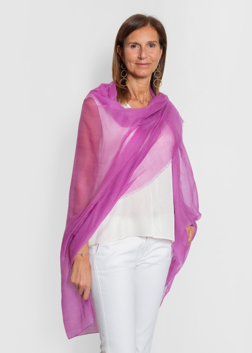 Ultralight cashmere stole - Cyclamen