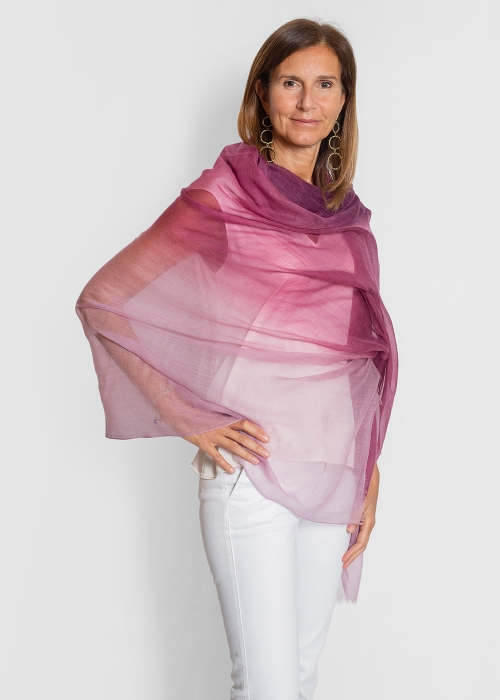 Nuanced Pink and Purple Ultralight Cashmere Stole