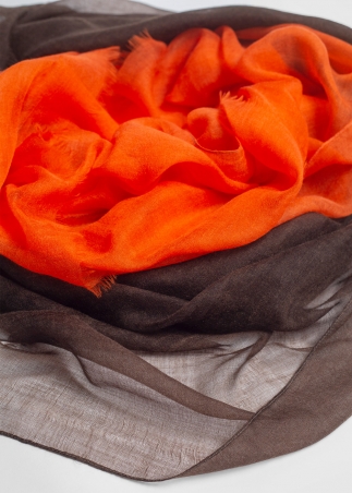 Stola elegante da cerimonia cashmere arancio e marrone